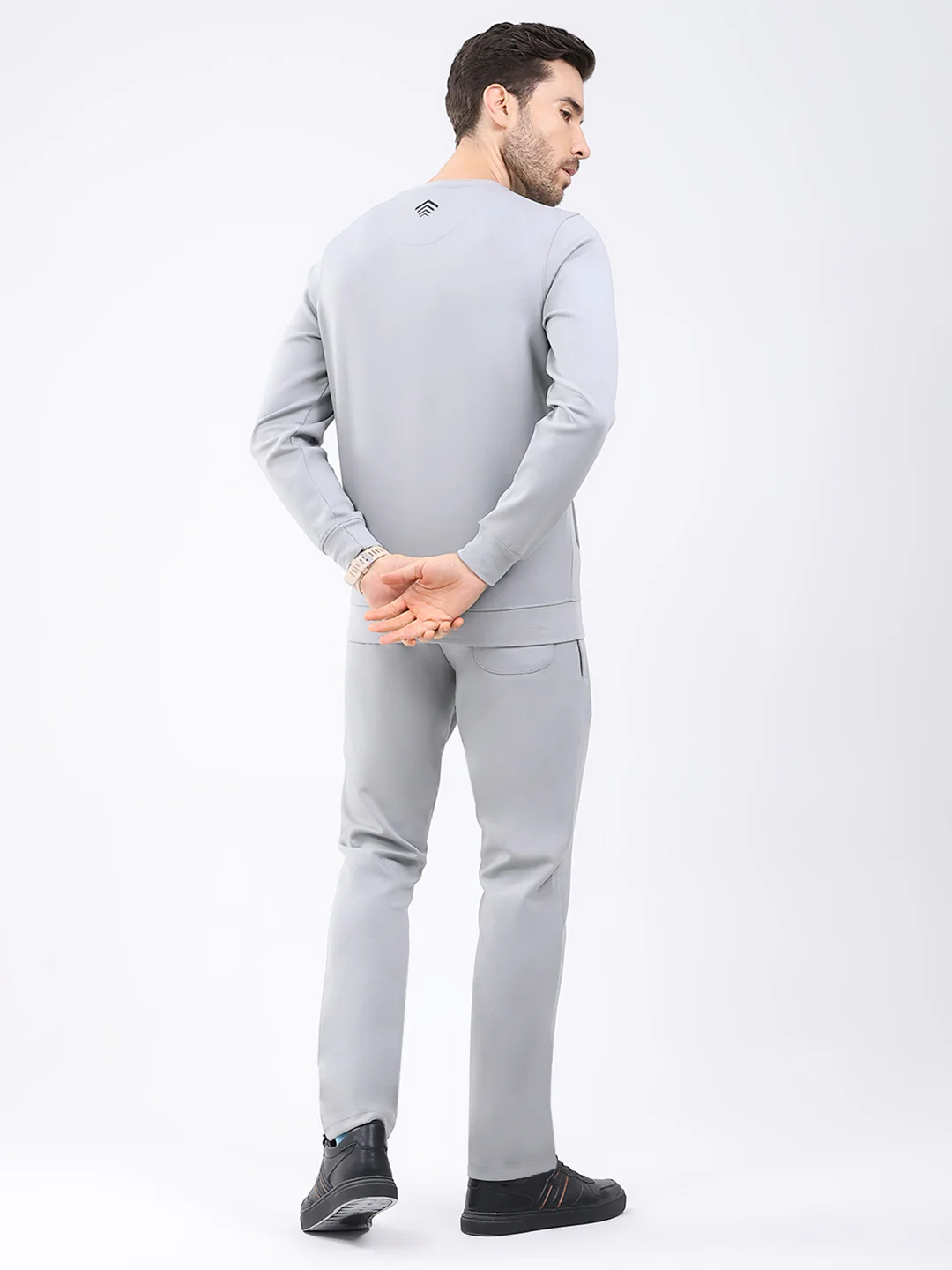 Rock.it Men Grey Solid Round Neck Full Sleeve Winter Tracksuit - Image 5