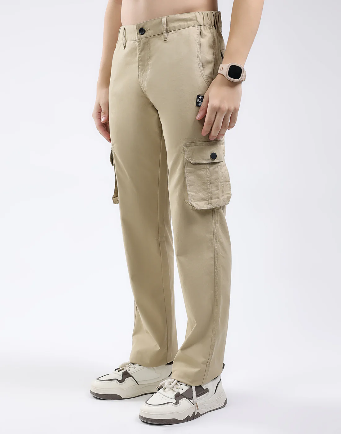 Rock.it Men Khaki Solid Regular Fit Cargo - Image 3