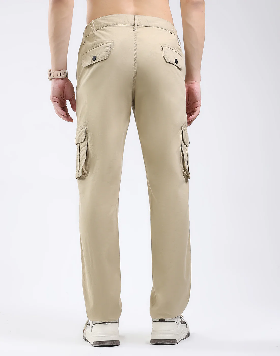 Rock.it Men Khaki Solid Regular Fit Cargo - Image 5