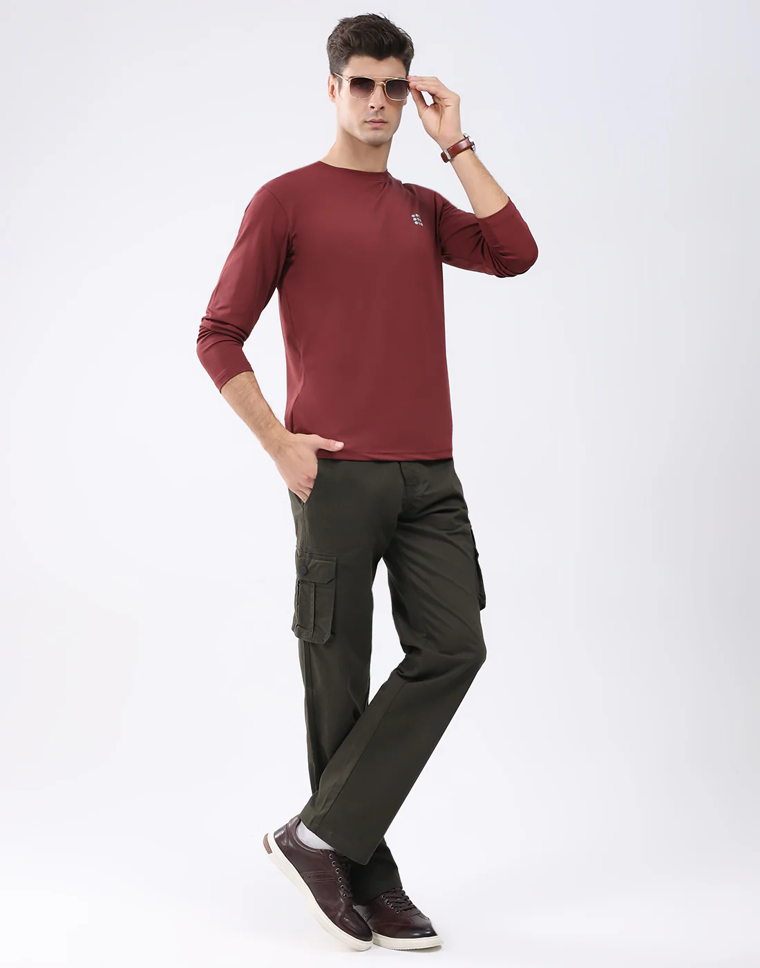 Rock.it Men Maroon Solid Round Neck Full Sleeve T-Shirt - Image 5