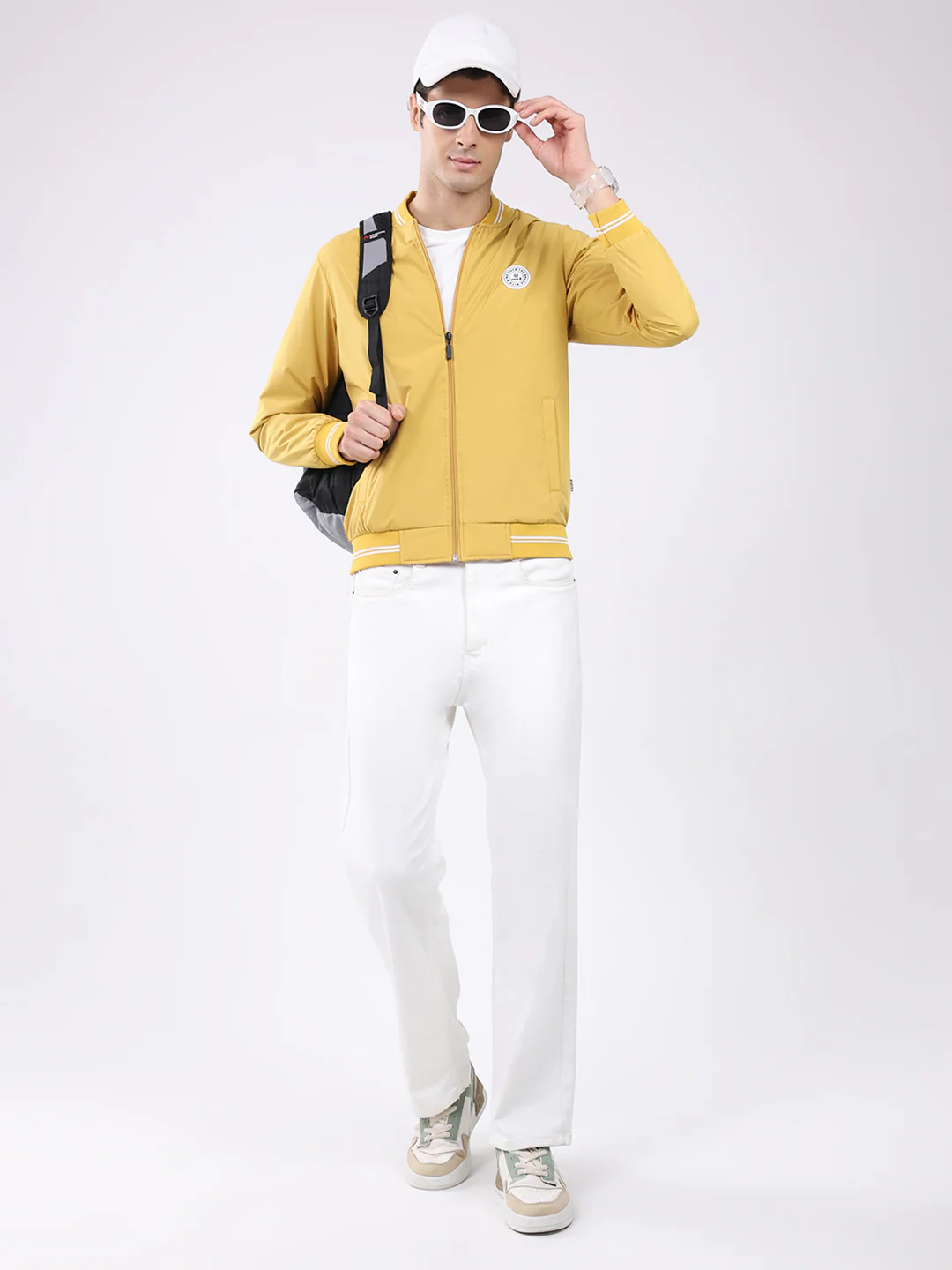 Rock.it Men Mustard Solid Band Neck Full Sleeve Jacket - Image 2