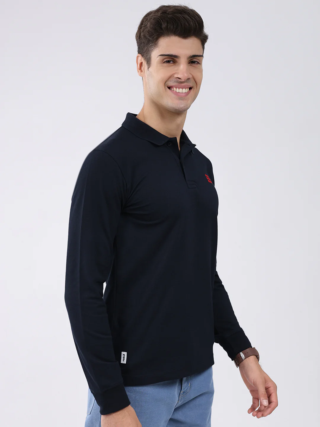 Rock.it Men Navy Blue Solid Collar Full Sleeve Winter T-Shirt - Image 4