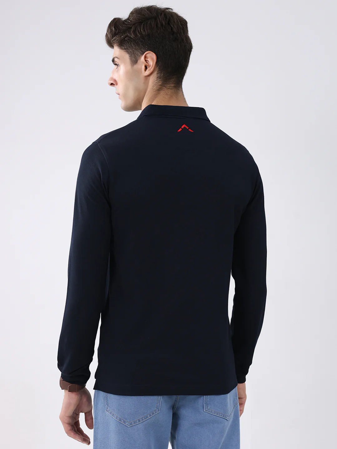 Rock.it Men Navy Blue Solid Collar Full Sleeve Winter T-Shirt - Image 5