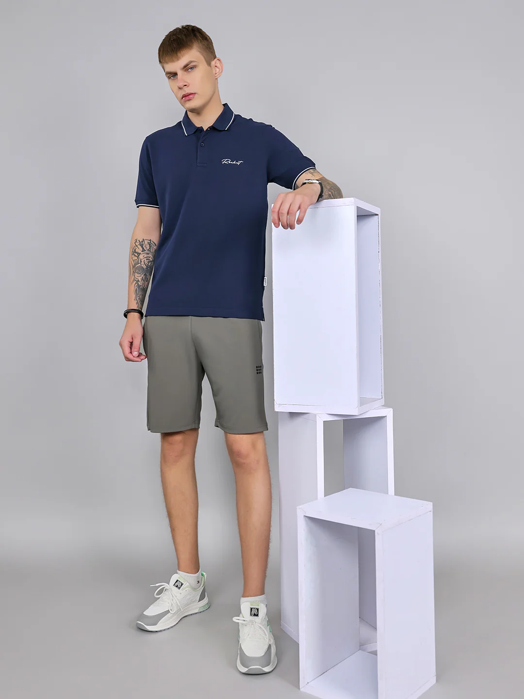 Rock.it Men Navy Blue Solid Collar Half Sleeve T-Shirt - Image 5