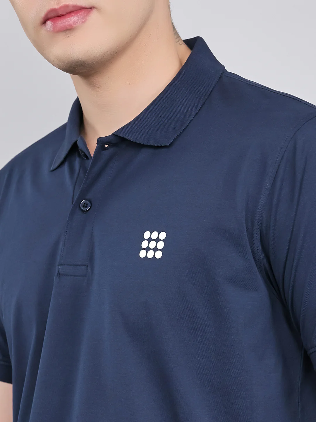 Rock.it Men Navy Blue Solid Collar Half Sleeve T-Shirt - Image 6