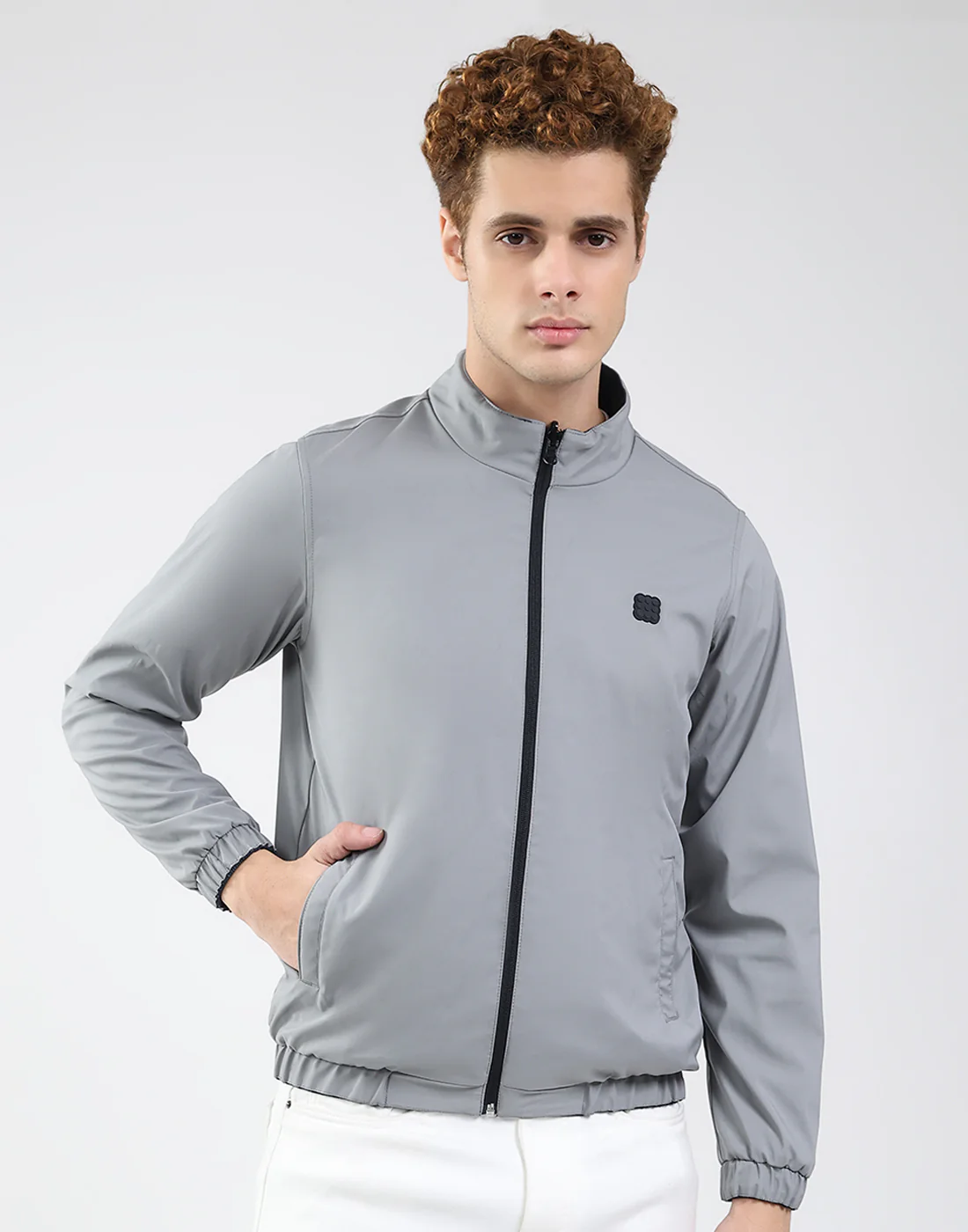 Rock.it Men Navy Blue Solid Mock Neck Full Sleeve Jacket - Image 6