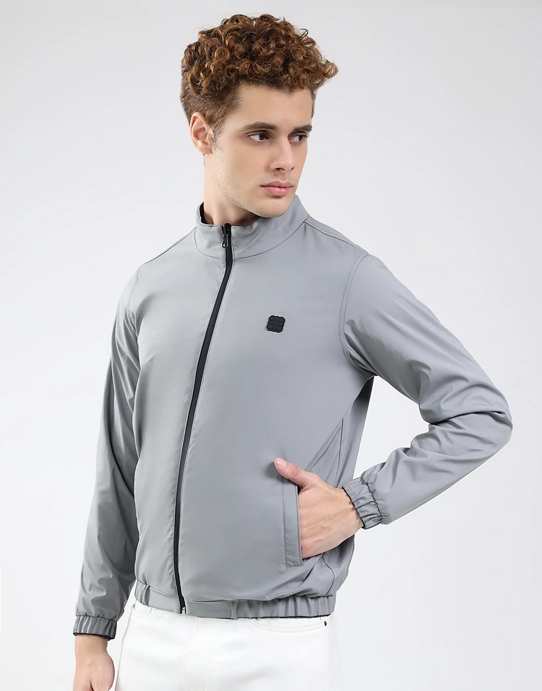 Rock.it Men Navy Blue Solid Mock Neck Full Sleeve Jacket - Image 7
