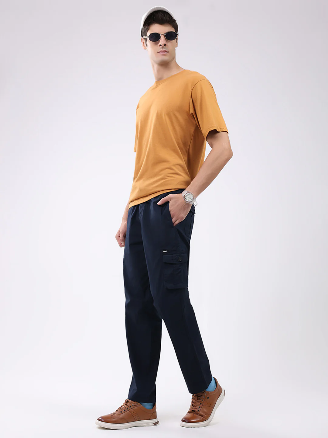 Rock.it Men Navy Blue Solid Regular Fit Cargo - Image 2
