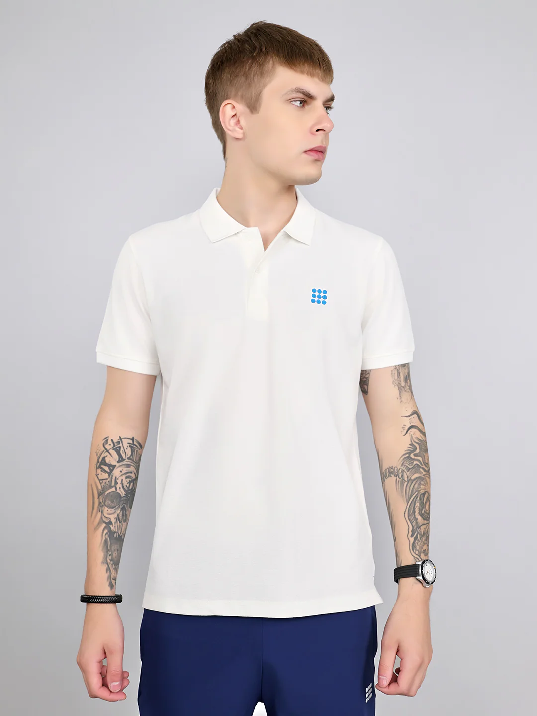 Rock.it Men Off White Solid Collar Half Sleeve T-Shirt - Image 4