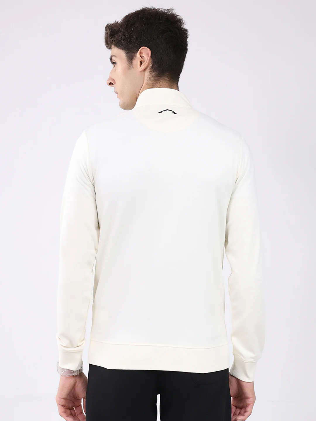 Rock.it Men Off White Solid Mock Neck Full Sleeve Sweatshirt - Image 5