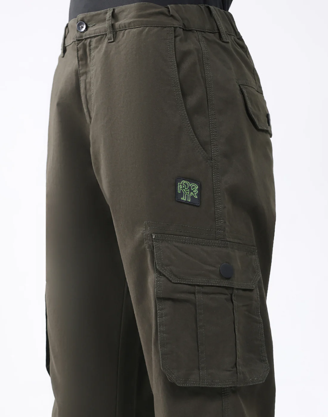Rock.it Men Olive Solid Regular Fit Cargo - Image 6