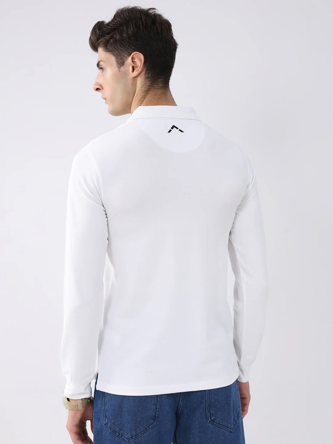 Rock.it Men White Solid Collar Full Sleeve Winter T-Shirt - Image 5