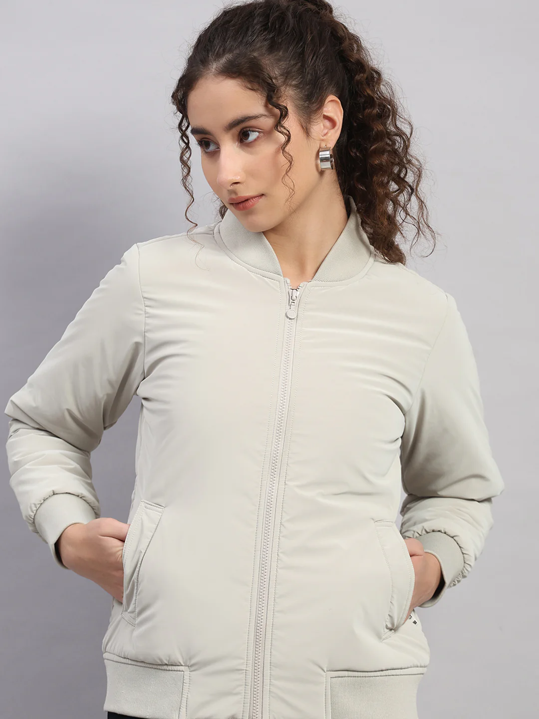 Rock.it Women Beige Solid Collar Full Sleeve Jacket - Image 6