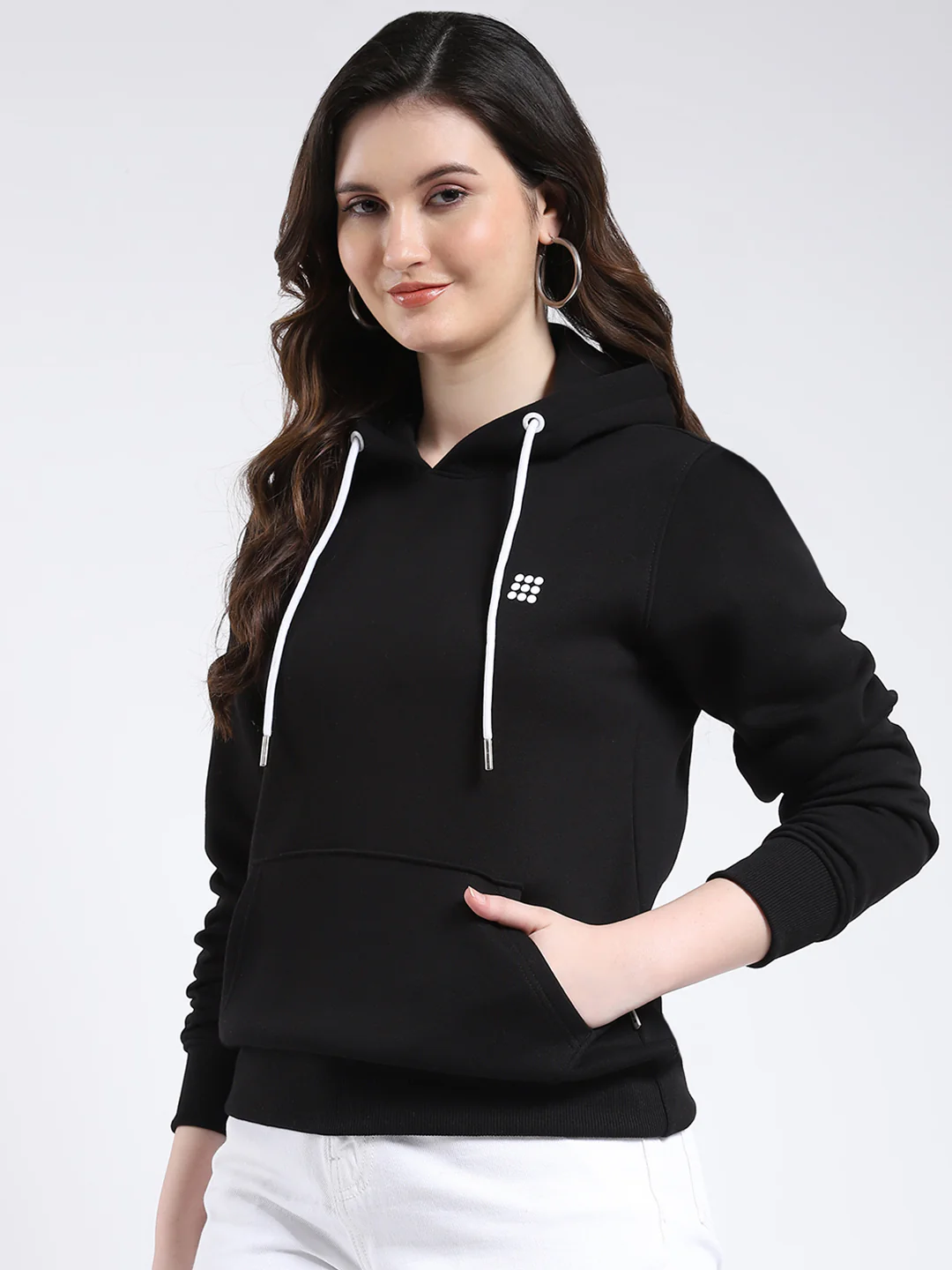 Rock.it Women Black Solid Hooded Full Sleeve Sweatshirt - Image 3