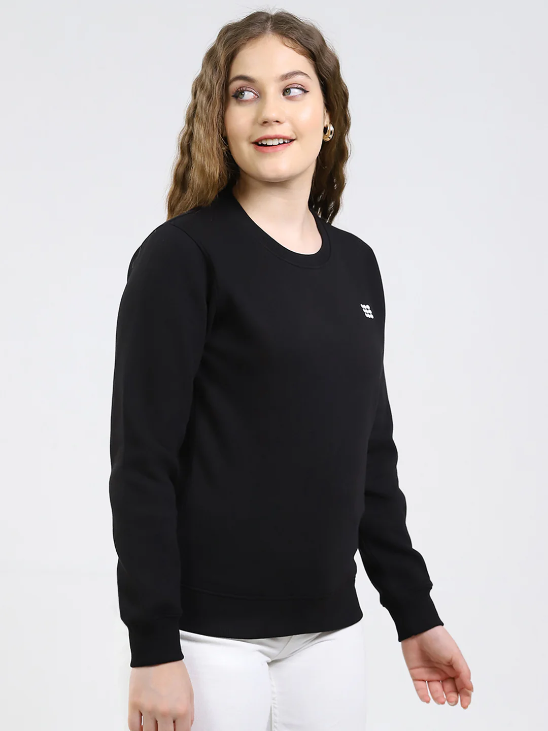 Rock.it Women Black Solid Round Neck Full Sleeve Sweatshirt - Image 4