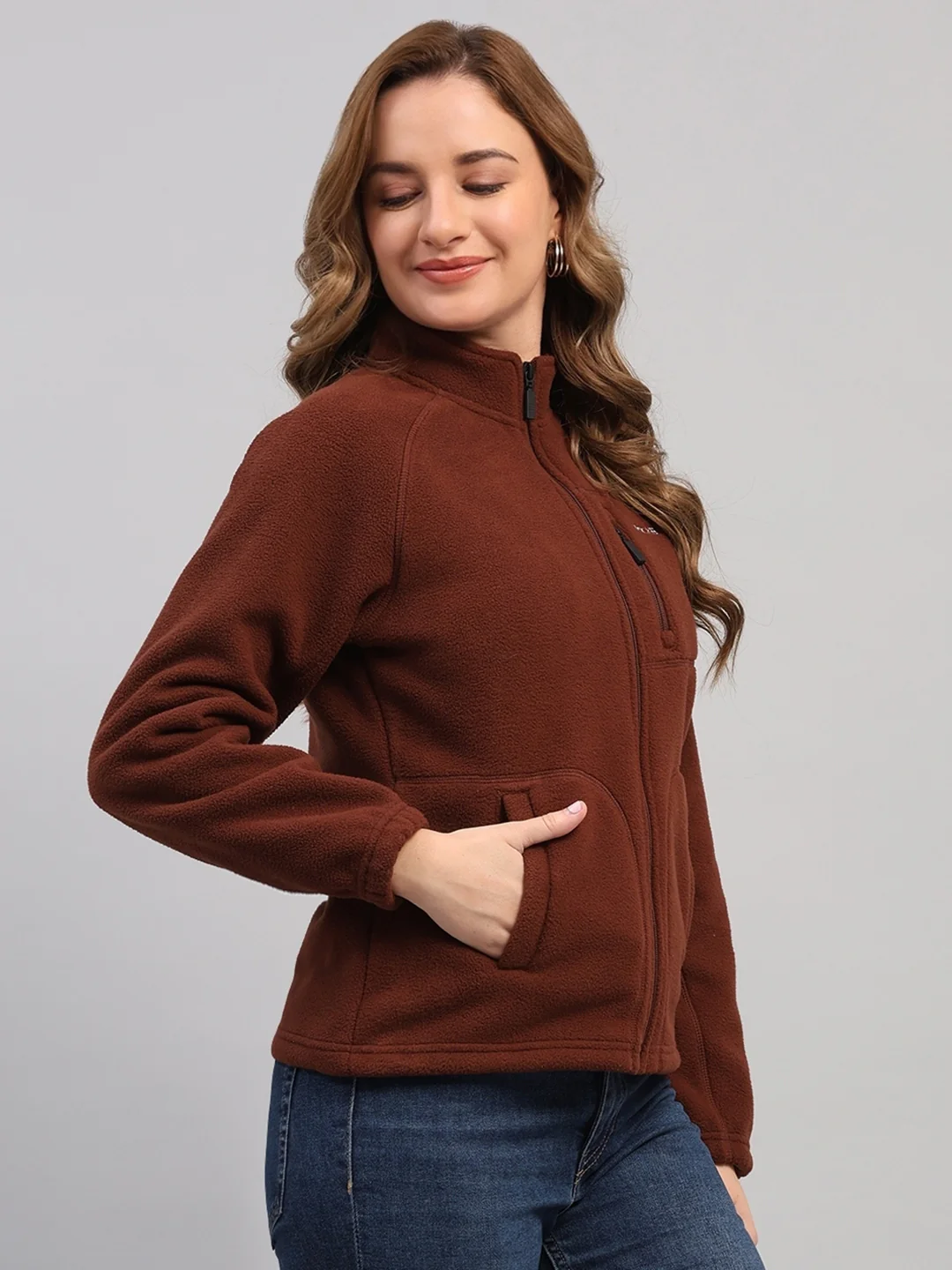 Rock.it Women Brown Solid Round Neck Full Sleeve Sweatshirt - Image 4