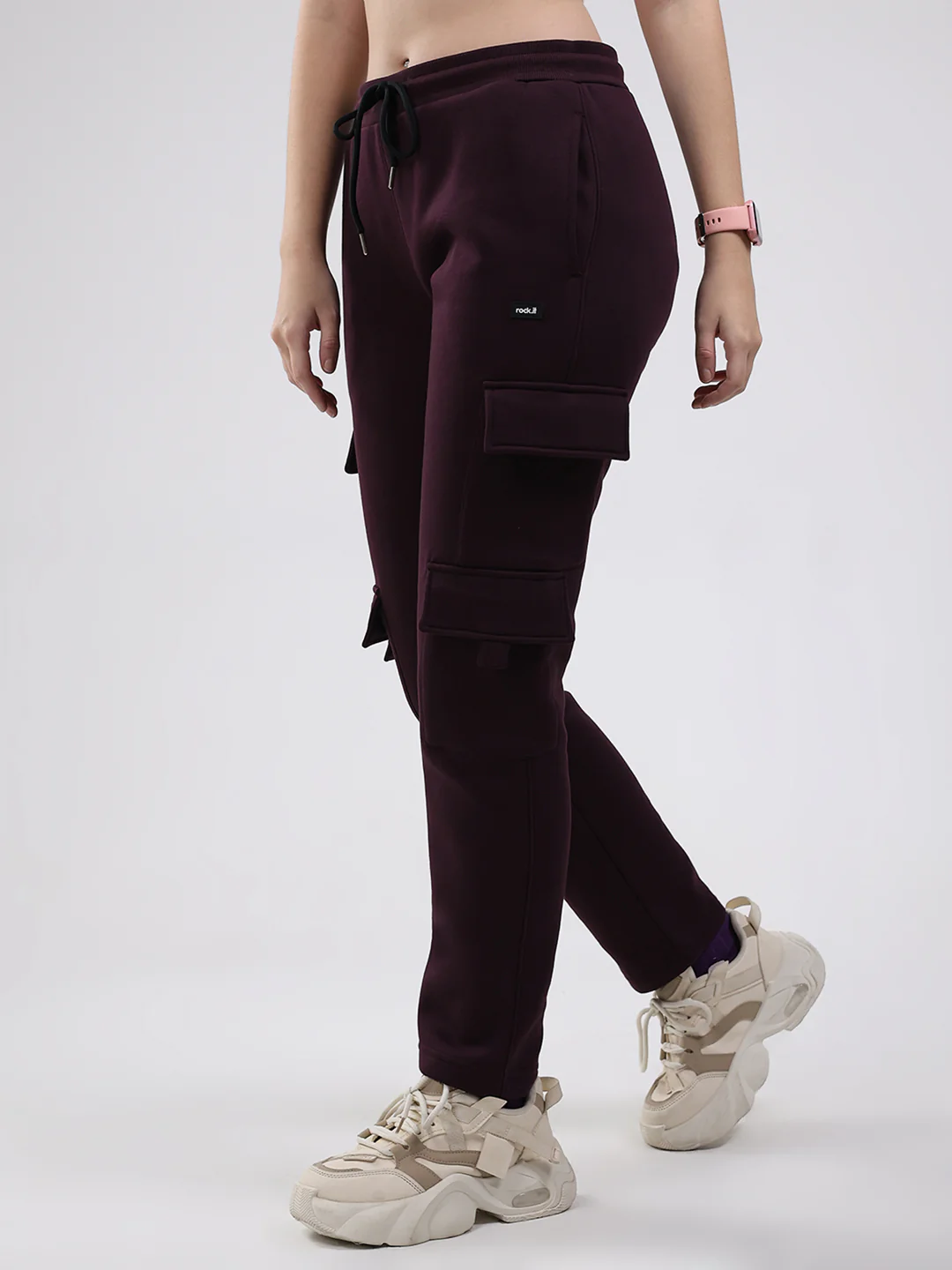 Rock.it Women Maroon Solid Mock Neck Full Sleeve Winter Tracksuit - Image 8