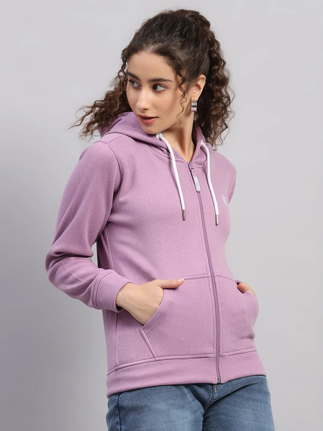 Rock.it Women Purple Solid Hooded Full Sleeve Sweatshirt - Image 4