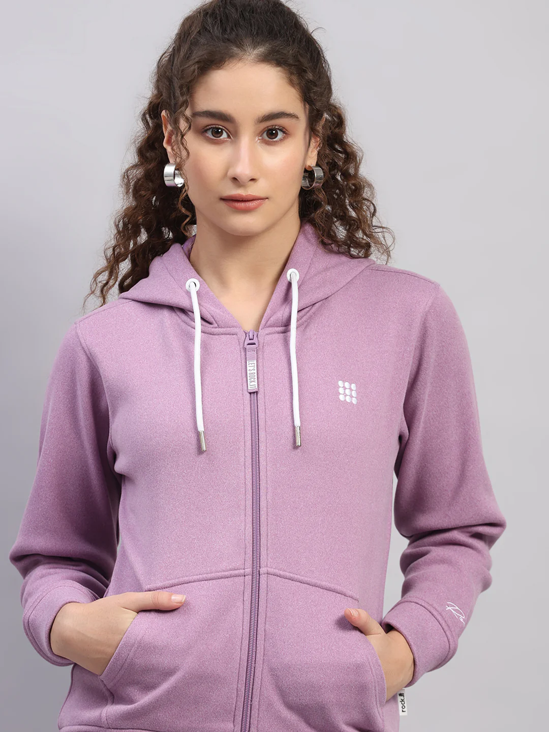 Rock.it Women Purple Solid Hooded Full Sleeve Sweatshirt - Image 6