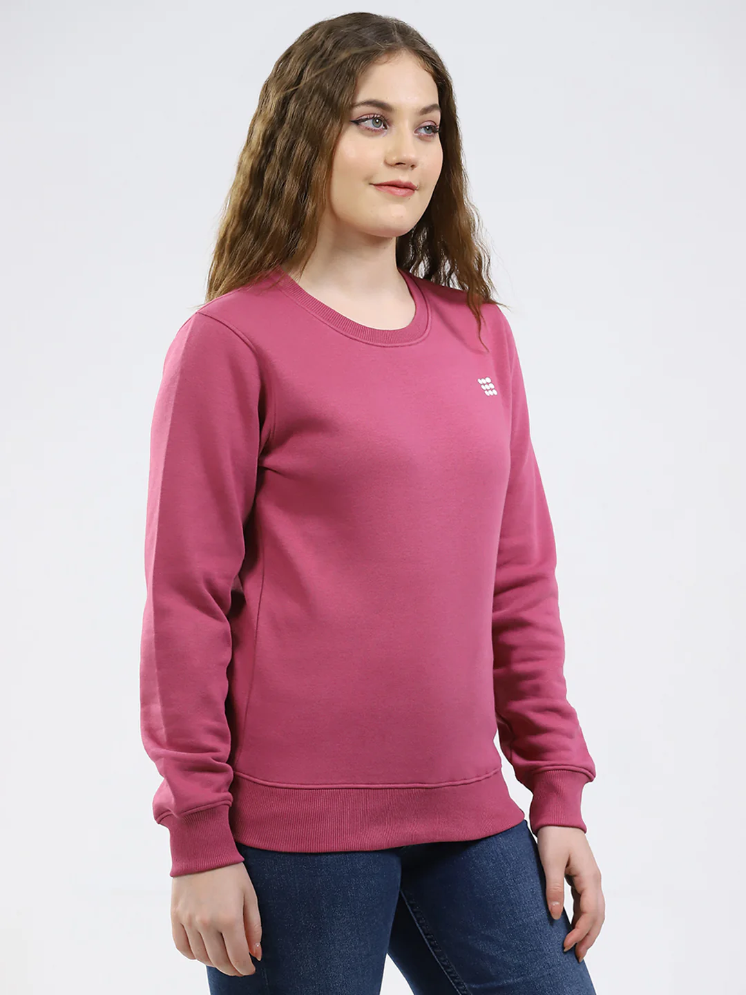 Rock.it Women Rose Pink Solid Round Neck Full Sleeve Sweatshirt - Image 4