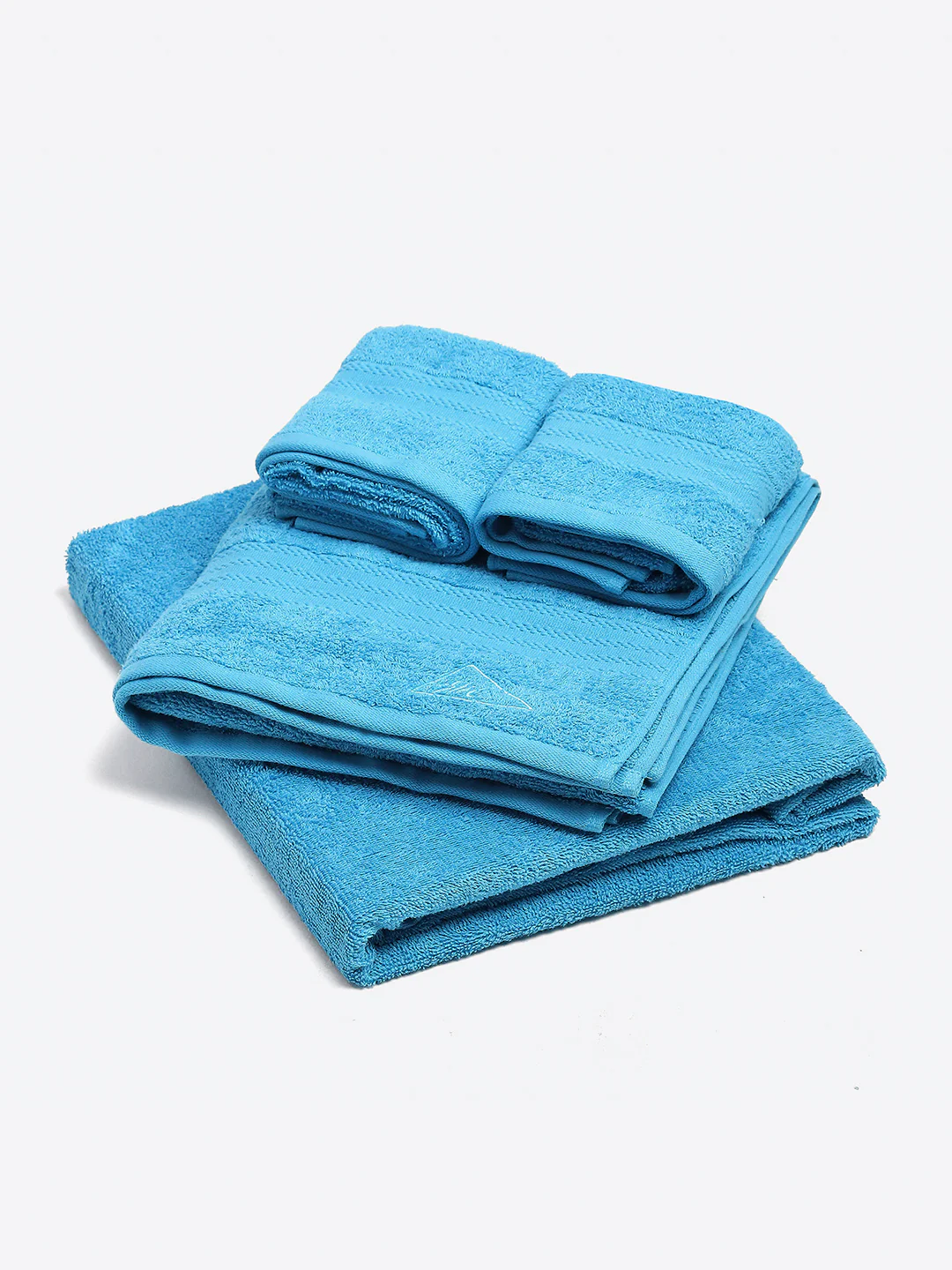 Sky Blue Cotton Solid 380 GSM 2 Bath Towel & 2 Hand Towel - Image 2
