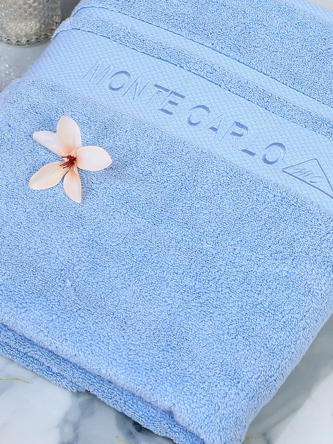 Sky Blue Cotton Solid 650 GSM Bath Towel (Eusapia) - Image 6