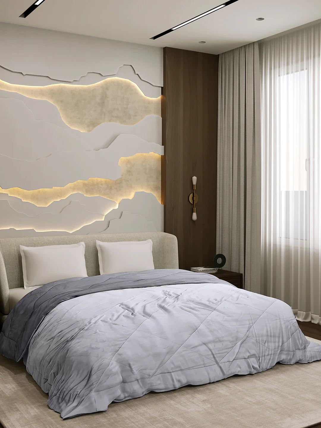 Solid Double Bed 3 Ply Comforter for AC Room - (Melange) - Image 5