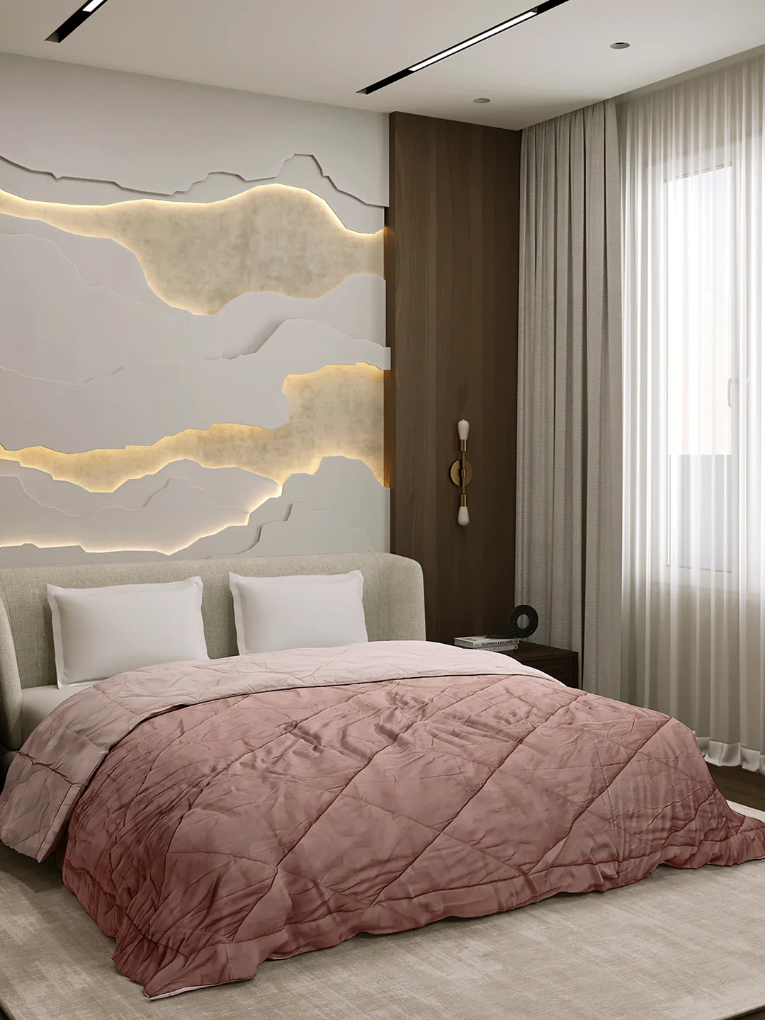 Solid Double Bed 3 Ply Comforter for AC Room - (Melange) - Image 4