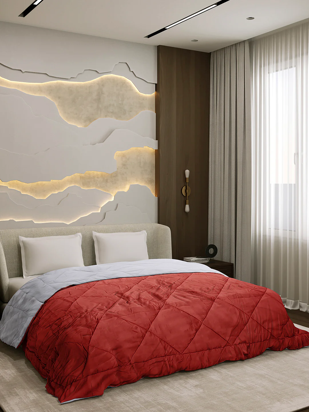Solid Double Bed 3 Ply Comforter for AC Room - (Melange) - Image 4
