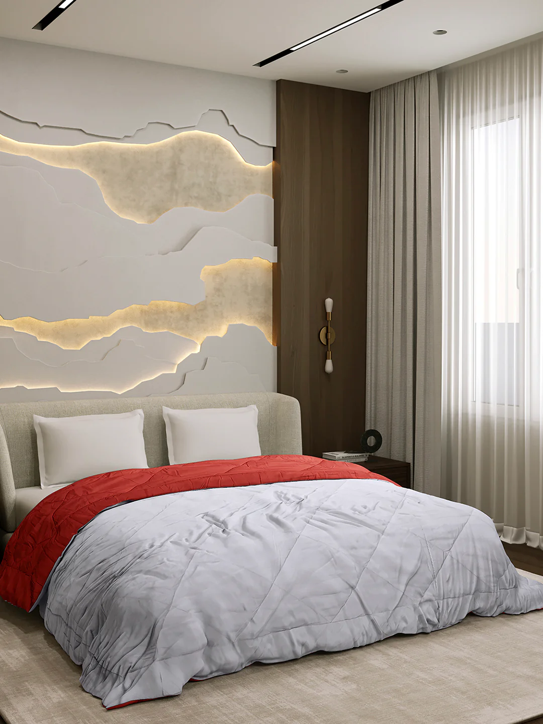 Solid Double Bed 3 Ply Comforter for AC Room - (Melange) - Image 5