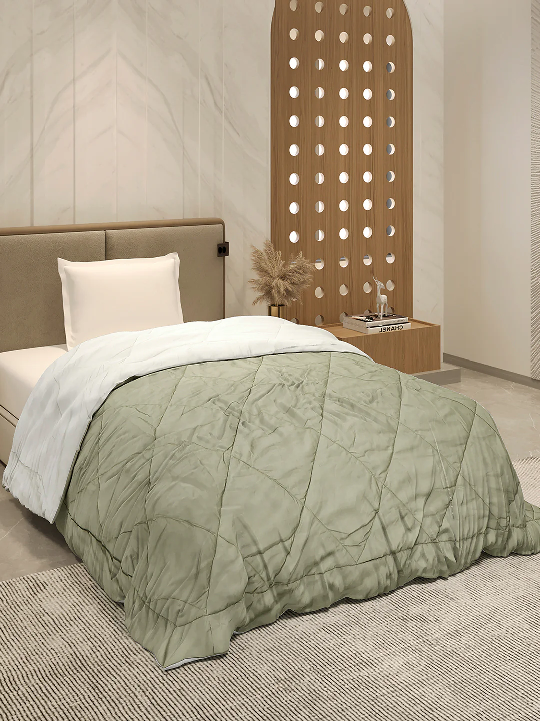 Solid Single Bed 3 Ply Comforter for AC Room - (Melange) - Image 4