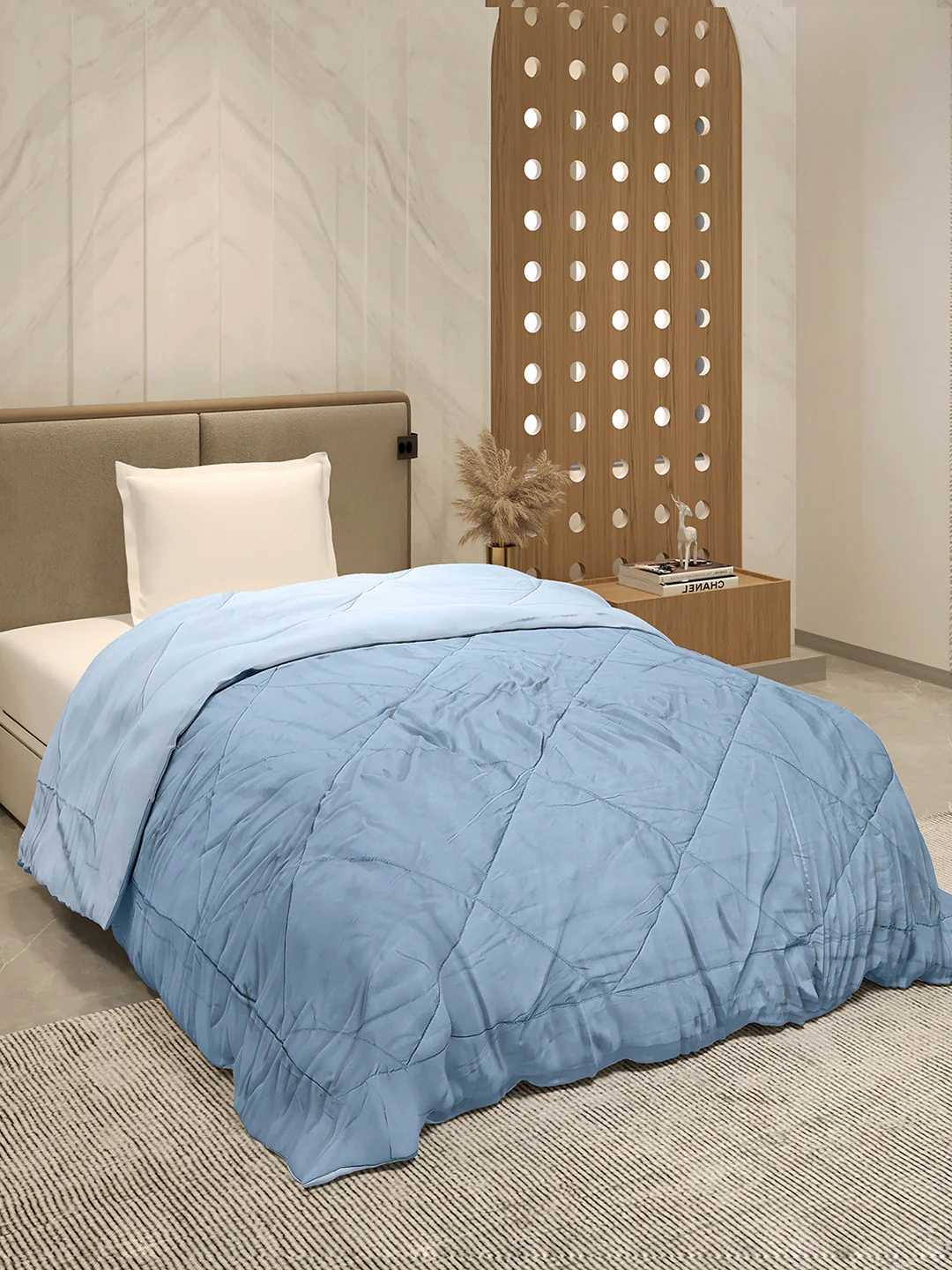 Solid Single Bed 3 Ply Comforter for AC Room - (Melange) - Image 4