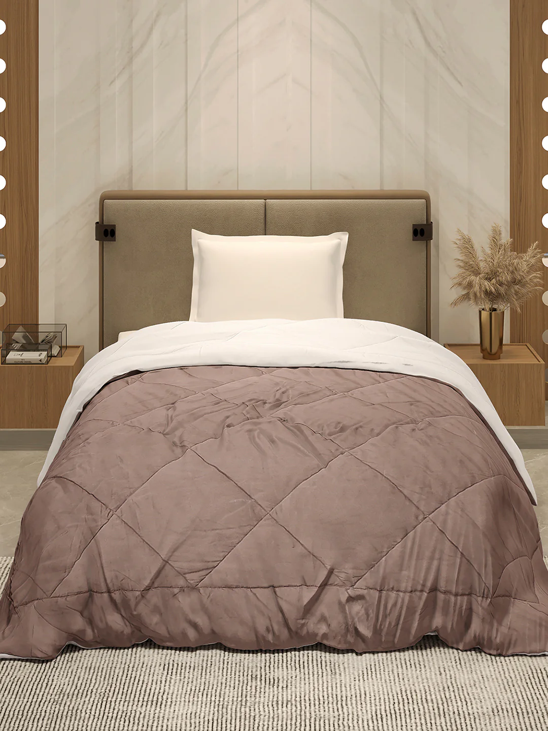 Solid Single Bed 3 Ply Comforter for AC Room - (Melange) - Image 2