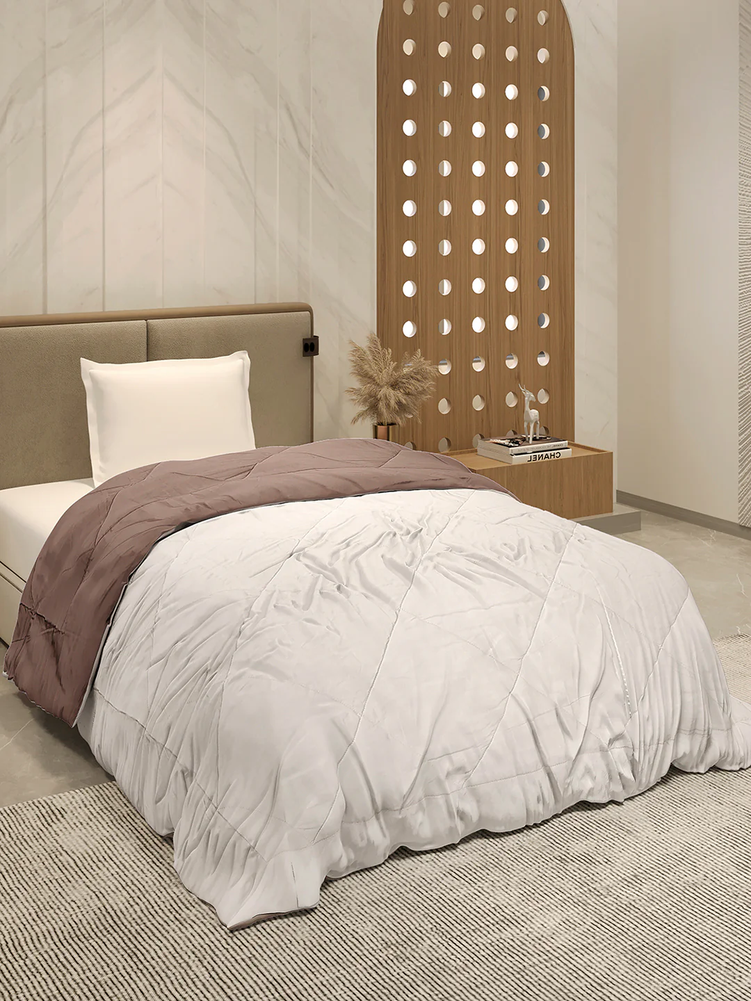 Solid Single Bed 3 Ply Comforter for AC Room - (Melange) - Image 5
