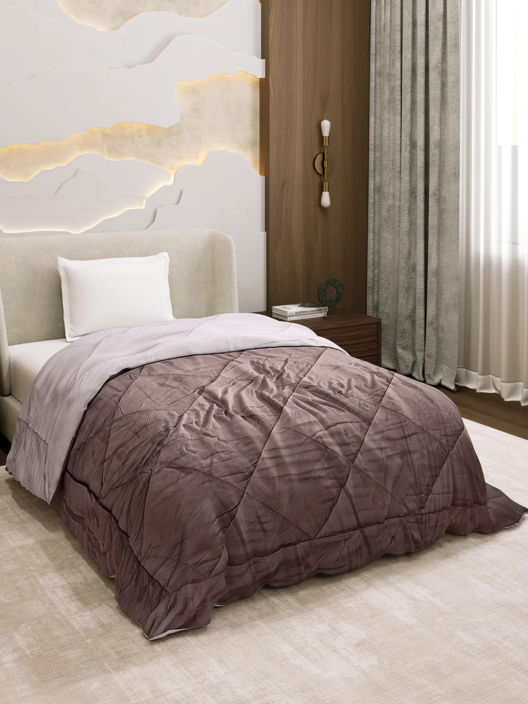 Solid Single Bed 3 Ply Comforter for AC Room - (Melange) - Image 4