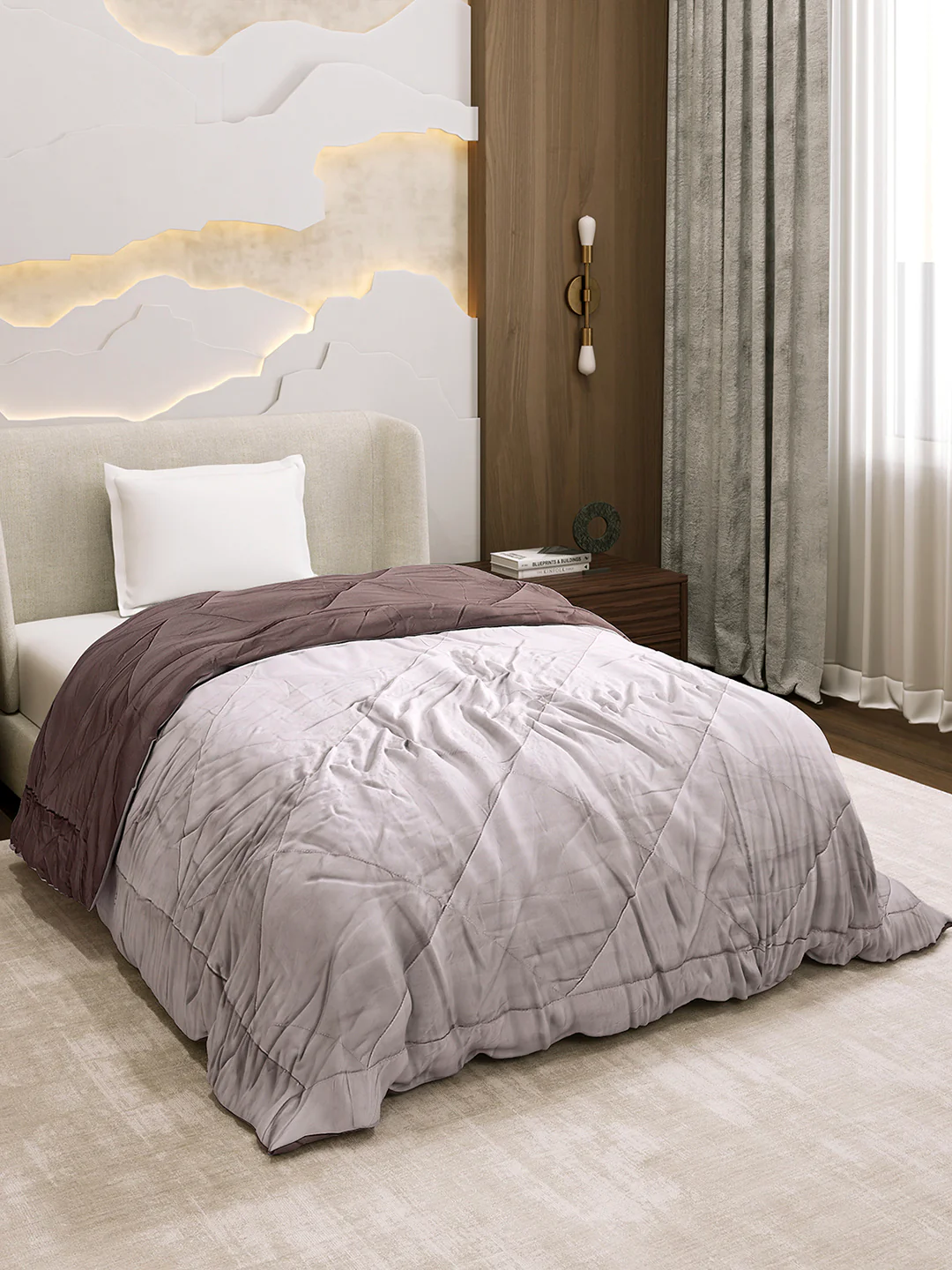 Solid Single Bed 3 Ply Comforter for AC Room - (Melange) - Image 5