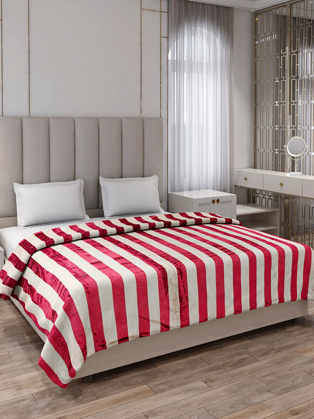Striped Double Bed 300 GSM Blanket for AC Room - (Cosmos)