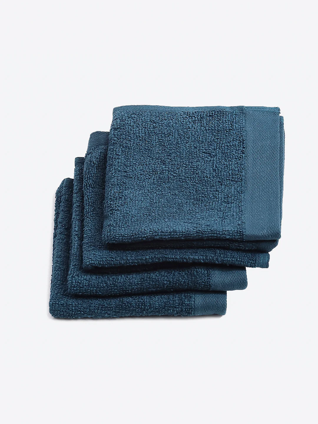 Teal Blue Cotton Solid 600 GSM Face Towel (Pack of 4) - Image 2