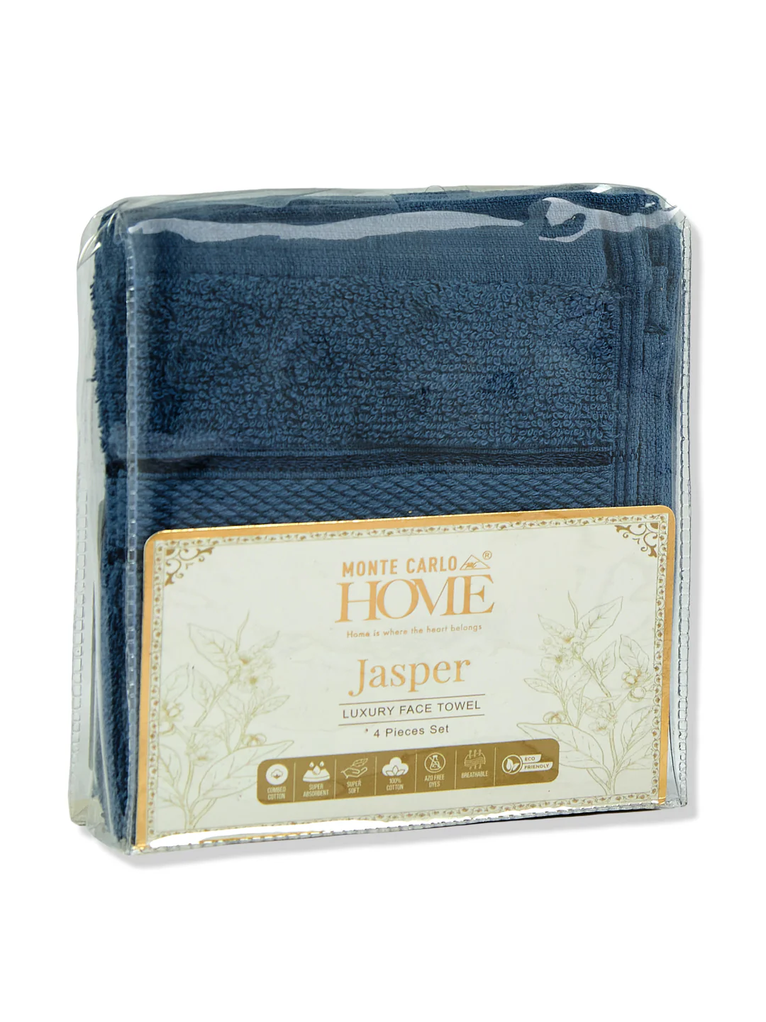 Teal Blue Pure Cotton Solid 400 GSM Face Towel 4 Pc Set (Jasper Collection) - Image 8