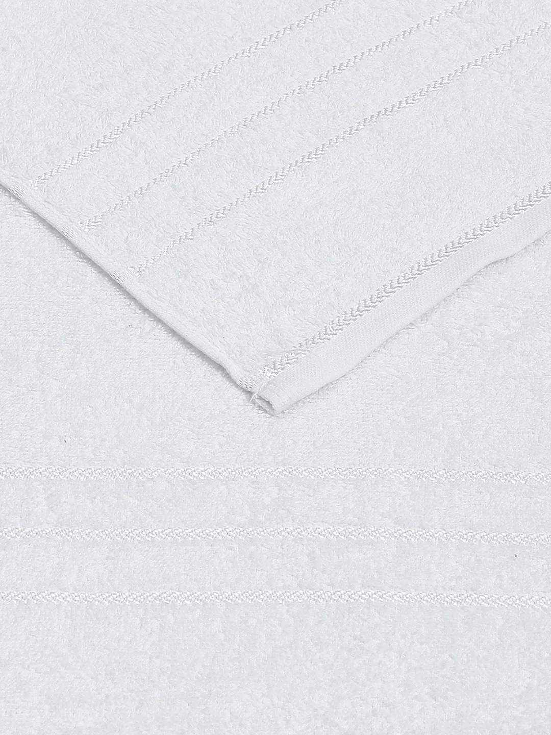 White Cotton Solid 350 GSM Bath Towel (Soho) - Image 4