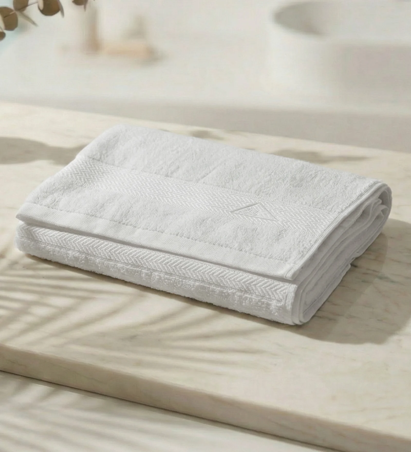 White Pure Cotton Solid 450 GSM Bath Towel 1 Piece (Oasis Collection) - Image 2