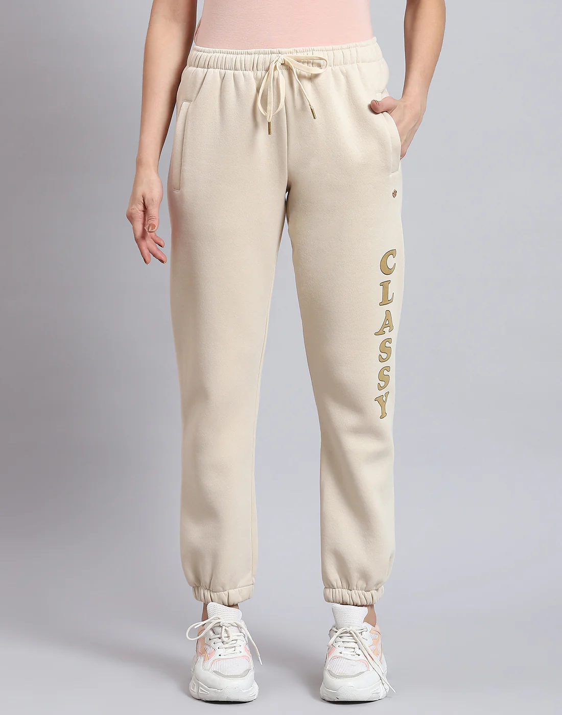 Women Beige Printed Regular Fit Winter Lower - Image 2