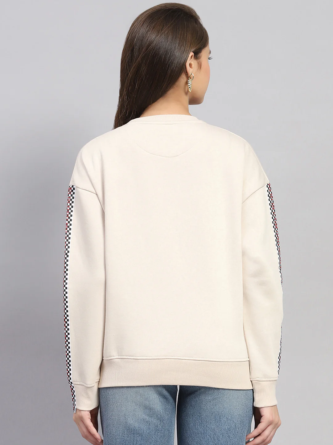 Rock.it Women Beige Printed Round Neck Full Sleeve Sweatshirt - Image 5