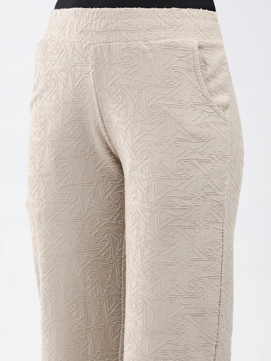 Women Beige Self Design Regular Fit Winter Lower - Image 7