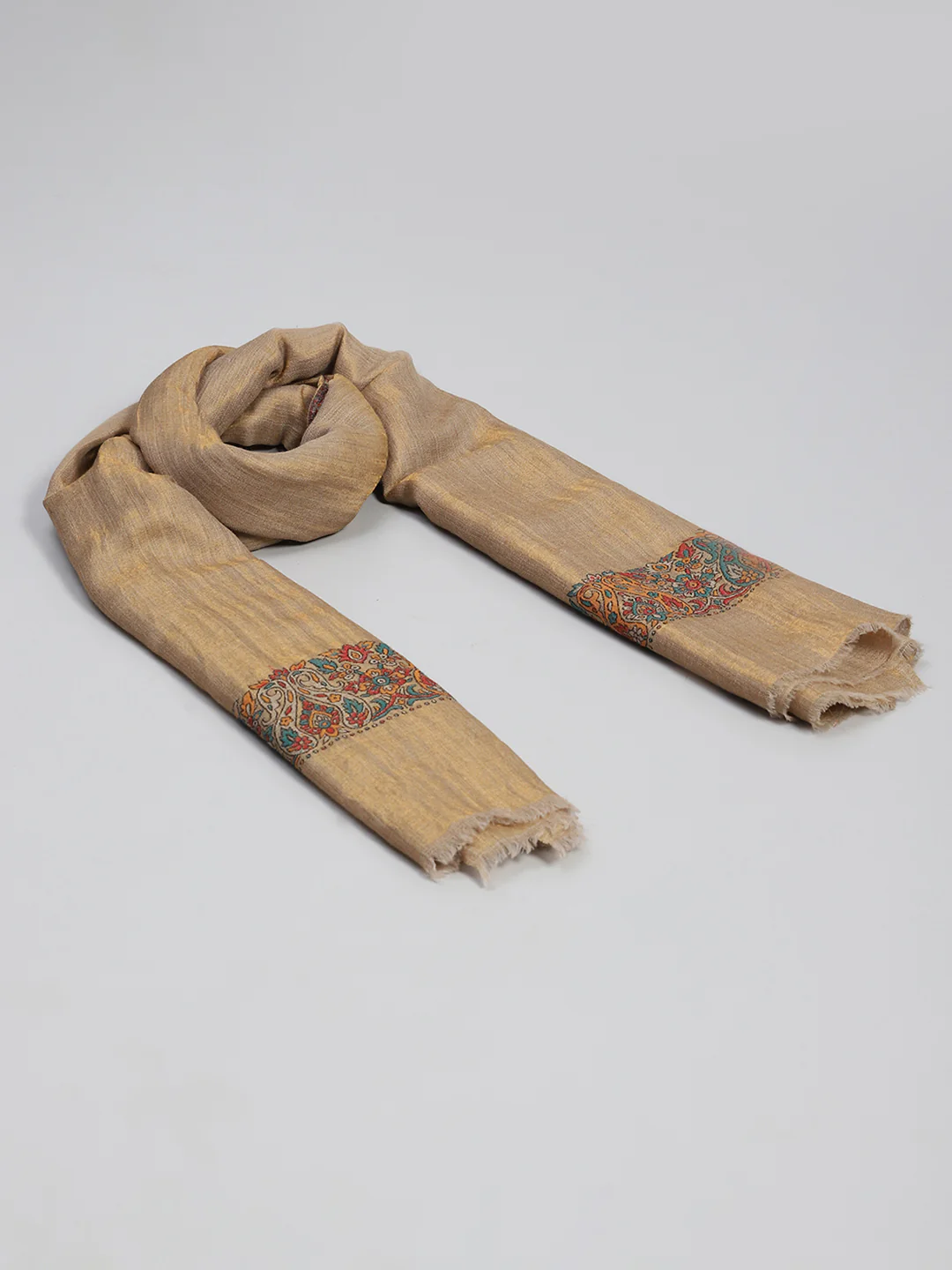 Women Beige Self Design Shawl - Image 2