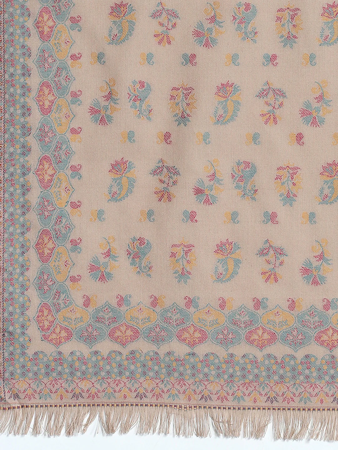 Women Beige Self Design Shawl - Image 6