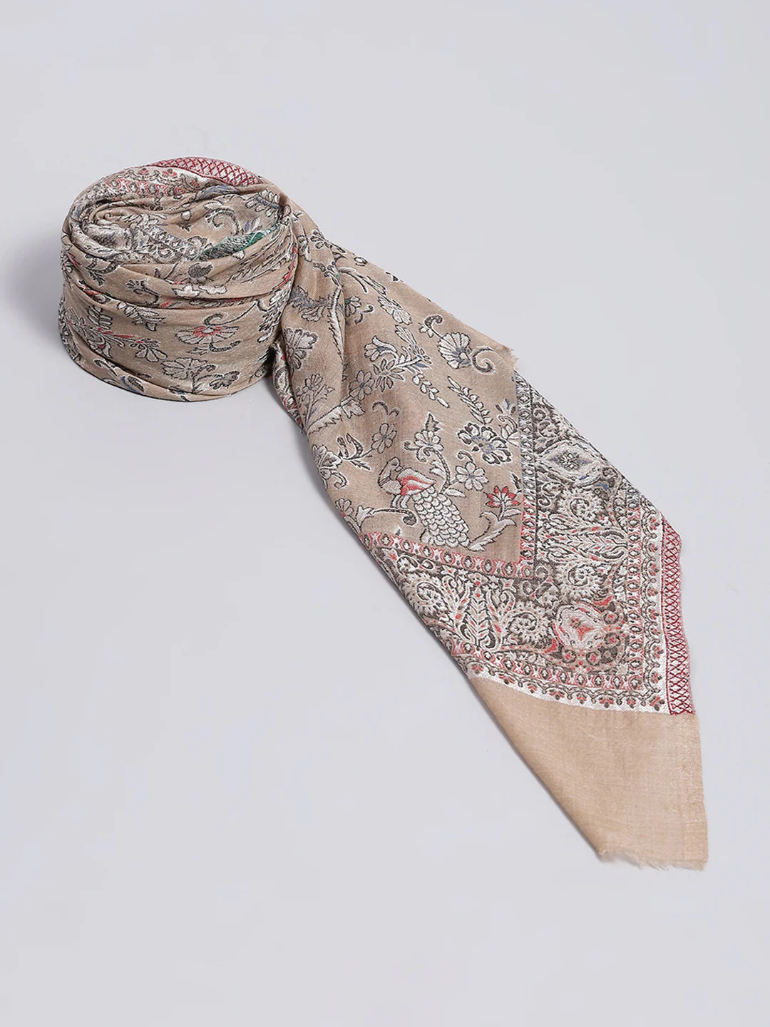 Women Beige Self Design Shawl - Image 2