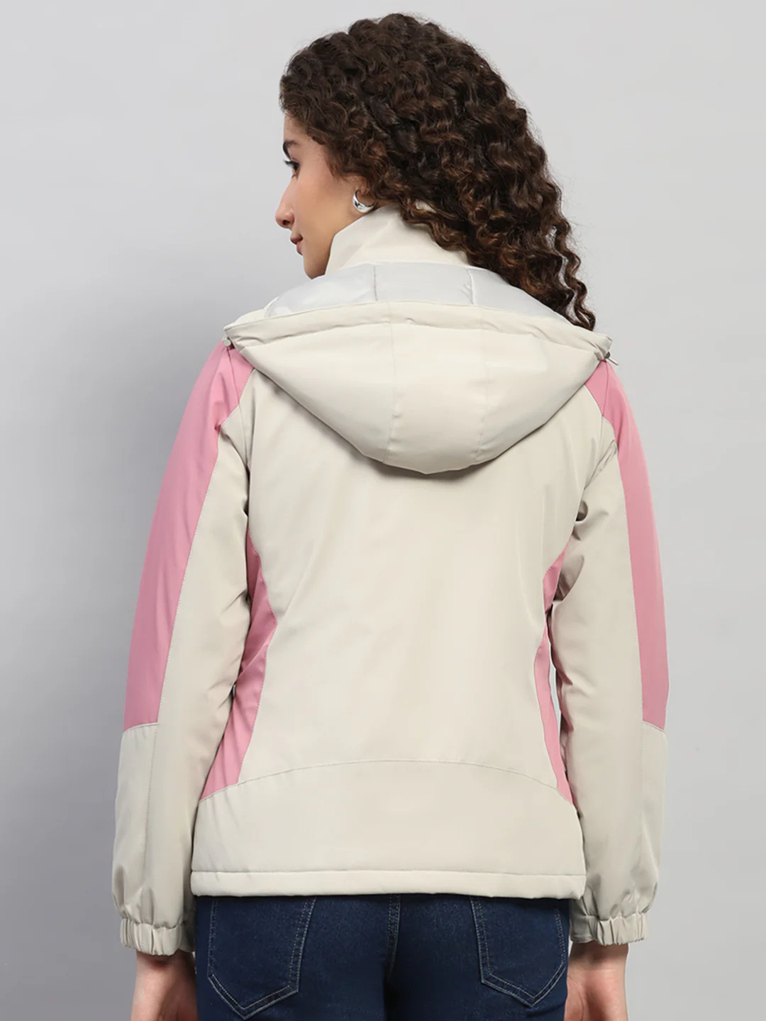 Women Beige Solid Hooded Full Sleeve Jacket - Image 5