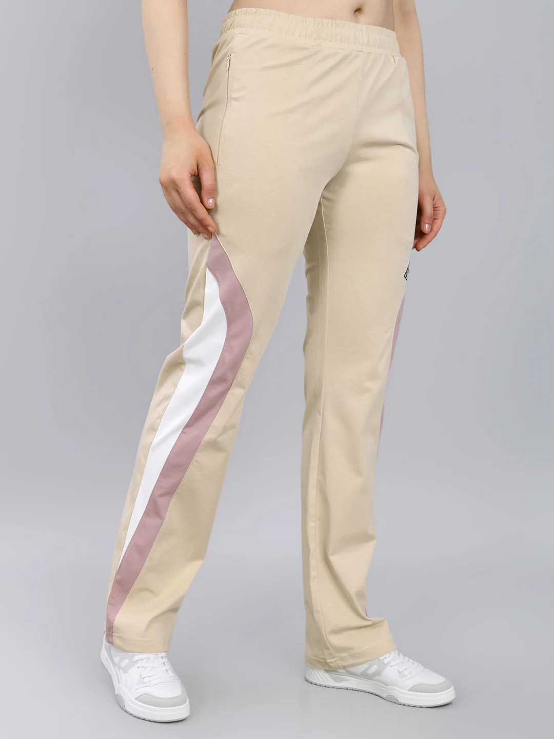 Women Beige Solid Regular Fit Lower - Image 3