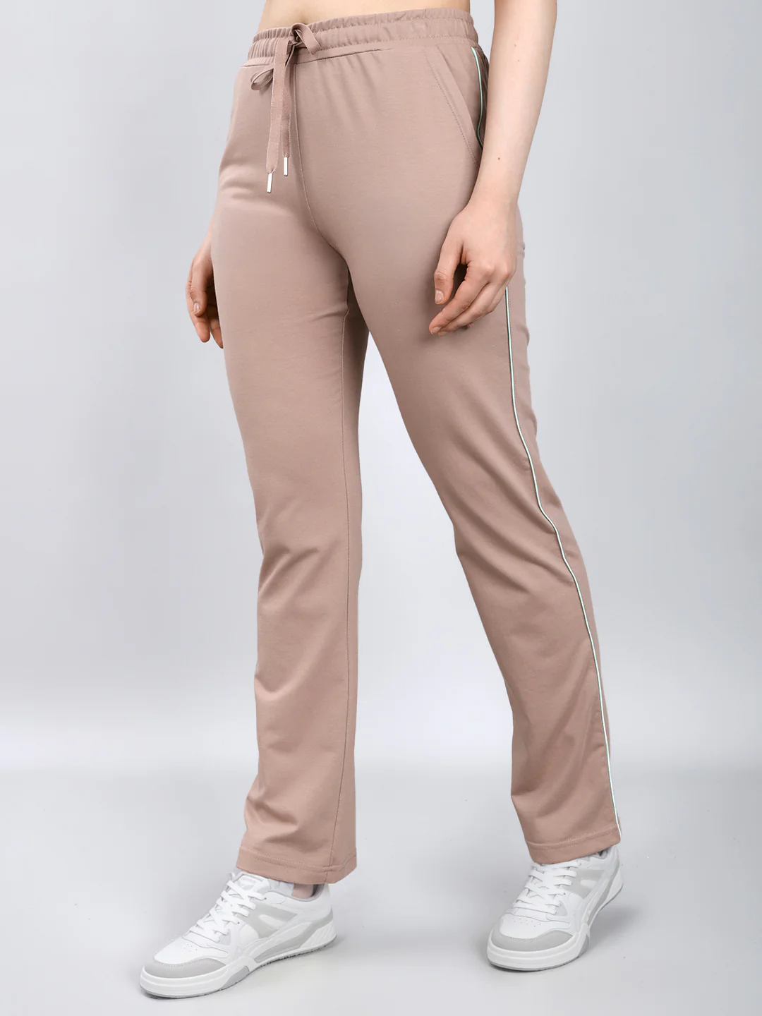 Women Beige Solid Regular Fit Lower - Image 2